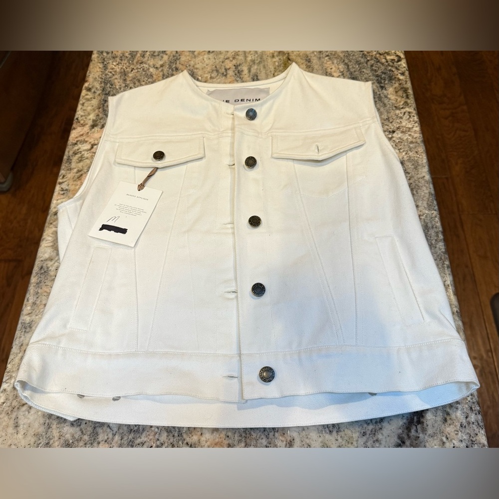 Rue De Seine Rhapsody Cream Embroidered Denim Vest. LIMITED EDITION. Size Medium - Picture 10 of 16